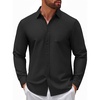 image:imageCOOFANDY Mens Casual Button Down Denim Shirts Long Sleeve Untucked Stretch Dress ShirtBlack