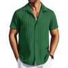 image:imageCOOFANDY Mens Casual Button Down Shirts Short Sleeve Textured Summer Beach ShirtsGreen