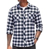image:imageCOOFANDY Mens Flannel Plaid Shirts Long Sleeve Casual Button Down Shirt with PocketsNavy Blue White