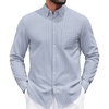 image:imageCOOFANDY Mens Long Sleeve Button Down Shirt Casual Untucked Shirts for Men Oxford Dress ShirtsWhiteblue Stripe