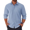 image:imageCOOFANDY Mens Long Sleeve Button Down Shirts Casual Untucked Shirts for Men Dress Shirts Beach Wedding ShirtsWhite Stripeblue