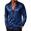 image:imageCOOFANDY Mens Satin Dress Shirts Long Sleeve Shiny Button Down ShirtNavy Blue
