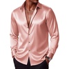 image:imageCOOFANDY Mens Satin Dress Shirts Long Sleeve Shiny Button Down ShirtPink