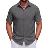image:imageCOOFANDY Mens Short Sleeve Casual Button Down Shirts Summer Beach ShirtAdark Grey