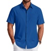 image:imageCOOFANDY Mens Short Sleeve Dress Shirts Wrinkle Free Casual Button Down Shirts with PocketRoyal Blue