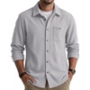 image:imageCOOFANDY Mens Waffle Button Down Shirt Casual Long Sleeve Corduroy ShirtsLight Grey