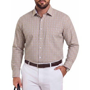 image:imageCOOFANDY Big and Tall Mens Dress Shirts Long Sleeve Plaid Button Down Shirt Bussiness Casual ShirtsKhaki White Black Plaid