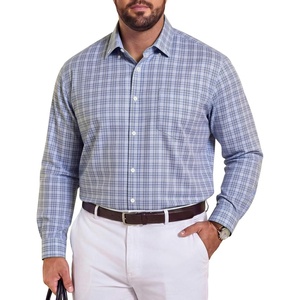 image:imageCOOFANDY Big and Tall Mens Dress Shirts Long Sleeve Plaid Button Down Shirt Bussiness Casual ShirtsLight Grey White Navy Plaid