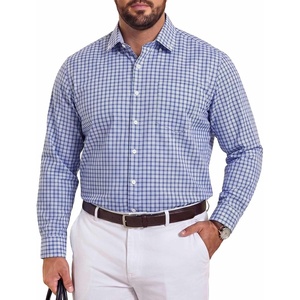 image:imageCOOFANDY Big and Tall Mens Dress Shirts Long Sleeve Plaid Button Down Shirt Bussiness Casual ShirtsWhite Blue Navy Plaid