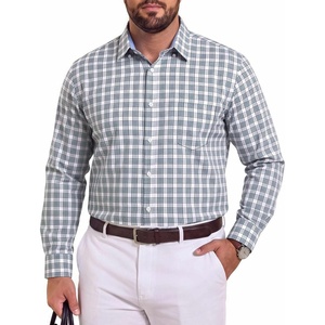 image:imageCOOFANDY Big and Tall Mens Dress Shirts Long Sleeve Plaid Button Down Shirt Bussiness Casual ShirtsWhite Navy Grey Green Plaid