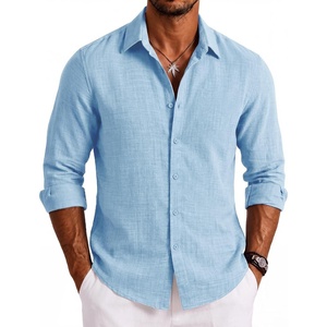 image:imageCOOFANDY Mens Button Down Shirt Long Sleeve Casual Untucked Shirts Textured Summer Beach ShirtsBlue