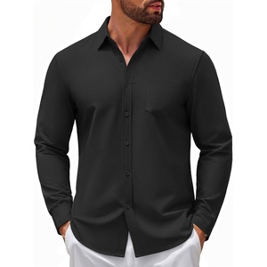 image:imageCOOFANDY Mens Casual Button Down Denim Shirts Long Sleeve Untucked Stretch Dress ShirtBlack