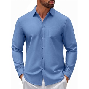 image:imageCOOFANDY Mens Casual Button Down Denim Shirts Long Sleeve Untucked Stretch Dress ShirtBlue