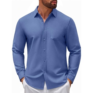 image:imageCOOFANDY Mens Casual Button Down Denim Shirts Long Sleeve Untucked Stretch Dress ShirtDeep Blue