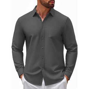 image:imageCOOFANDY Mens Casual Button Down Denim Shirts Long Sleeve Untucked Stretch Dress ShirtDeep Gray
