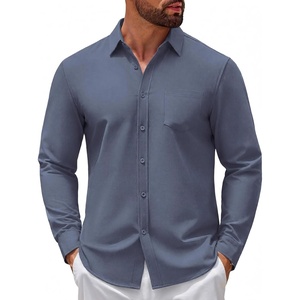 image:imageCOOFANDY Mens Casual Button Down Denim Shirts Long Sleeve Untucked Stretch Dress ShirtDusty Blue