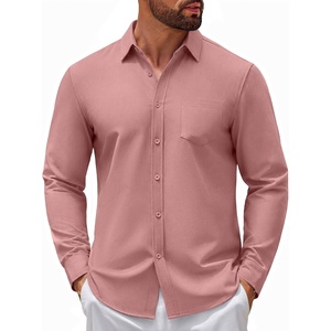 image:imageCOOFANDY Mens Casual Button Down Denim Shirts Long Sleeve Untucked Stretch Dress ShirtDusty Pink