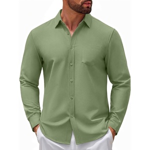 image:imageCOOFANDY Mens Casual Button Down Denim Shirts Long Sleeve Untucked Stretch Dress ShirtLight Green
