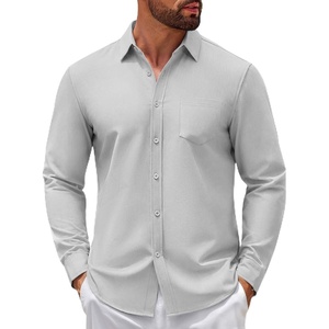 image:imageCOOFANDY Mens Casual Button Down Denim Shirts Long Sleeve Untucked Stretch Dress ShirtLight Grey