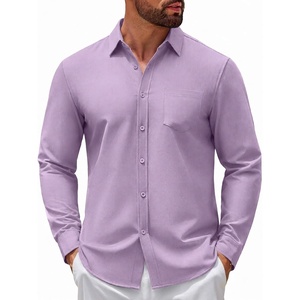 image:imageCOOFANDY Mens Casual Button Down Denim Shirts Long Sleeve Untucked Stretch Dress ShirtLight Purple