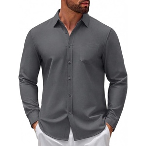 image:imageCOOFANDY Mens Casual Button Down Denim Shirts Long Sleeve Untucked Stretch Dress ShirtMedium Grey
