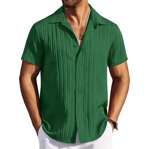image:imageCOOFANDY Mens Casual Button Down Shirts Short Sleeve Textured Summer Beach ShirtsGreen