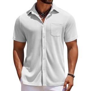 image:imageCOOFANDY Mens Knit Button Down Shirts Casual Short Sleeve Polo Shirt Summer Beach Shirts with Pocket