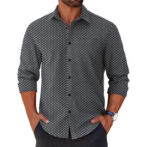 image:imageCOOFANDY Mens Long Sleeve Button Down Shirts Casual Untucked Shirts for Men Dress Shirts Beach Wedding ShirtsBlack Greysquare