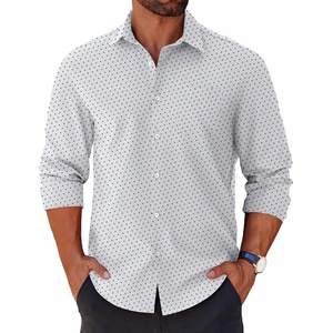 image:imageCOOFANDY Mens Long Sleeve Button Down Shirts Casual Untucked Shirts for Men Dress Shirts Beach Wedding ShirtsBlue Dotwhite