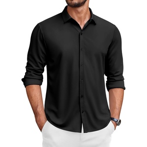 image:imageCOOFANDY Mens Long Sleeve Wrinkle Free Shirts Button Down Casual Stretch Dress Shirt Black Large