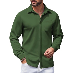 image:imageCOOFANDY Mens Long Sleeve Wrinkle Free Shirts Casual Button Down Shirts Untucked Dress ShirtDark Army Green