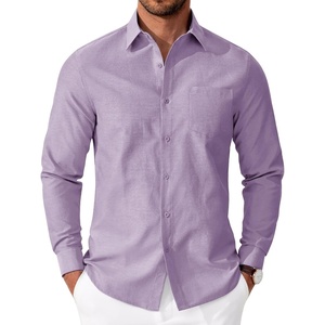 image:imageCOOFANDY Mens Oxford Shirt Long Sleeve Casual Button Down Shirts Soild Dress Shirts with PocketLight Purple