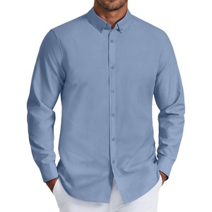 image:imageCOOFANDY Mens Oxford Shirt Long Sleeve Dress Shirt Casual Button Down ShirtGrey Blue