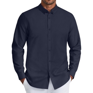 image:imageCOOFANDY Mens Oxford Shirt Long Sleeve Dress Shirt Casual Button Down ShirtNavy Blue