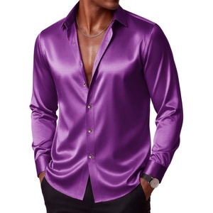 image:imageCOOFANDY Mens Satin Dress Shirts Long Sleeve Shiny Button Down ShirtPurple