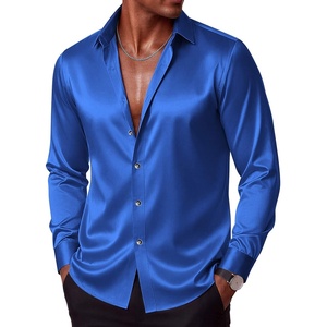 image:imageCOOFANDY Mens Satin Dress Shirts Long Sleeve Shiny Button Down ShirtRoyal Blue