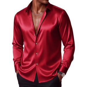 image:imageCOOFANDY Mens Satin Dress Shirts Long Sleeve Shiny Button Down ShirtWine Red