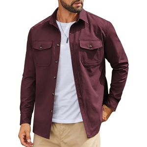 image:imageCOOFANDY Mens Shirt Jacket Long Sleeve Button Down Shirt for Mens ShacketsDark Red