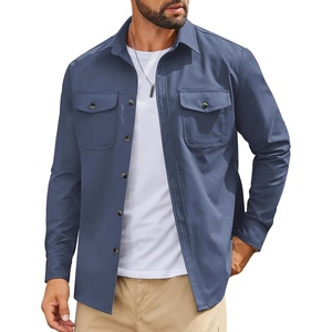 image:imageCOOFANDY Mens Shirt Jacket Long Sleeve Button Down Shirt for Mens ShacketsGrey Blue