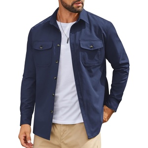 image:imageCOOFANDY Mens Shirt Jacket Long Sleeve Button Down Shirt for Mens ShacketsNavy Blue