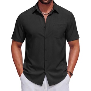 image:imageCOOFANDY Mens Short Sleeve Casual Button Down Shirts Summer Beach ShirtBlack