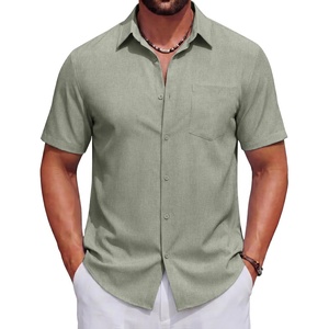 image:imageCOOFANDY Mens Short Sleeve Casual Button Down Shirts Summer Beach ShirtLight Green