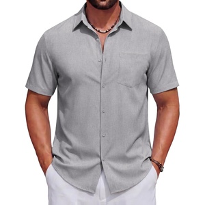 image:imageCOOFANDY Mens Short Sleeve Casual Button Down Shirts Summer Beach ShirtLight Grey