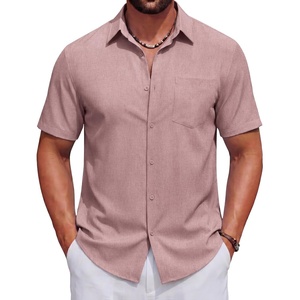 image:imageCOOFANDY Mens Short Sleeve Casual Button Down Shirts Summer Beach ShirtPink
