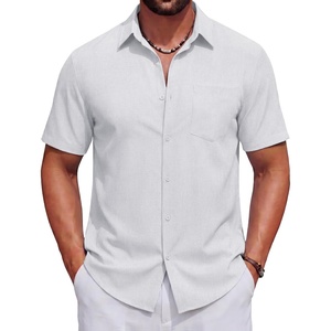 image:imageCOOFANDY Mens Short Sleeve Casual Button Down Shirts Summer Beach ShirtWhite