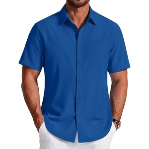 image:imageCOOFANDY Mens Short Sleeve Dress Shirts Wrinkle Free Casual Button Down Shirts with PocketRoyal Blue