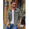 image:imageCOOFANDY Mens Corduroy Shirt Long Sleeve Button Down Casual Shirts JacketGray Green
