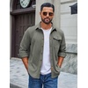 image:imageCOOFANDY Mens Corduroy Shirt Long Sleeve Button Down Casual Shirts JacketGray Green