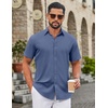 image:imageCOOFANDY Mens Dress Shirts Short Sleeve Casual Untucked Button Down ShirtCaptain Blue