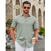 image:imageCOOFANDY Mens Dress Shirts Short Sleeve Casual Untucked Button Down ShirtLight Green